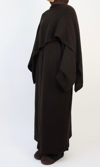 Langer Cardigan mit integriertem Schal