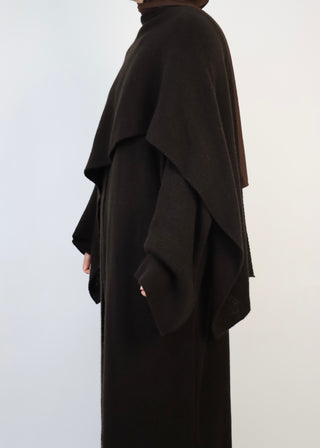 Langer Cardigan mit integriertem Schal