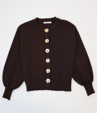 Cardigan mit goldenen Blumenköpfen