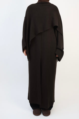 Langer Cardigan mit integriertem Schal