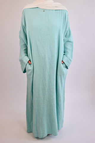 BASIC MUSLIN DRESS - TÜRKIS