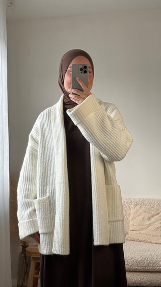 Grobstrick-Cardigan | Creme