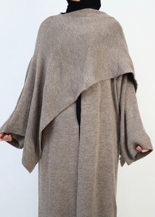 Langer Cardigan mit integriertem Schal