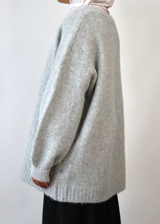 Strickjacke mit Blumen Knöpfen | Grey