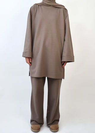 Comfy Set mit oversized Sweatshirt | Mocha