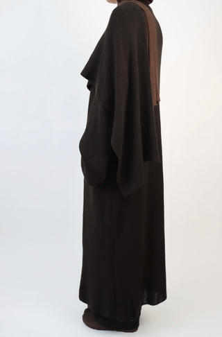 Langer Cardigan mit integriertem Schal