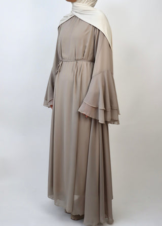 Chiffonkleid | Taupe