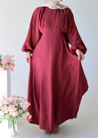Kleid mit Ballonärmel | Bordeaux