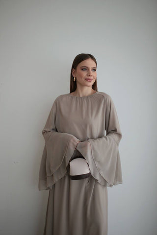 Chiffonkleid | Taupe