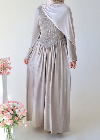 Gesmoktes Kleid | Light Taupe