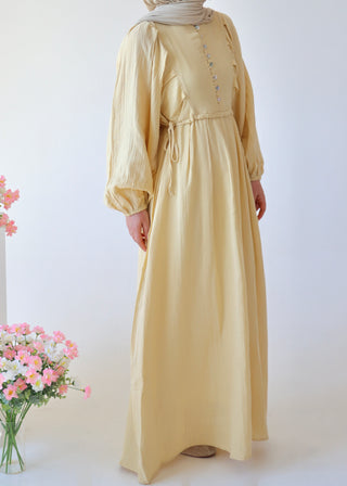 Musselin Kleid | Butter Yellow