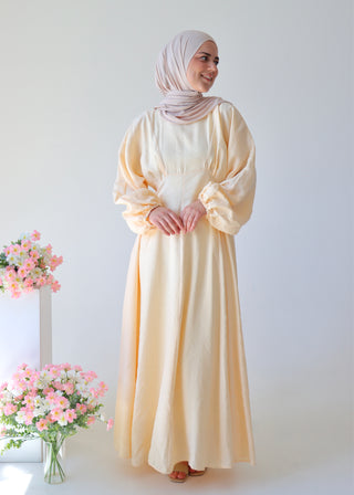 Kleid mit Ballonärmel | Yellow