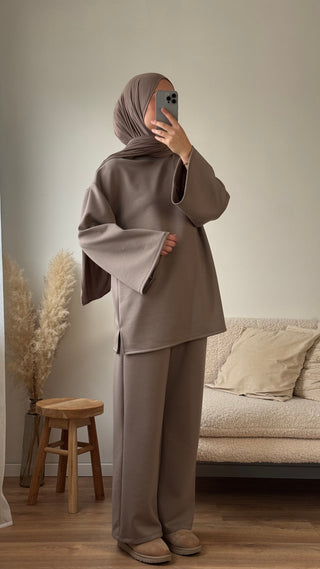 Comfy Set mit oversized Sweatshirt | Taupe
