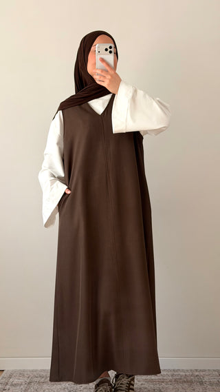 Kurzarmkleid in Braun