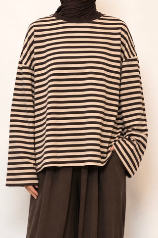 Gestreiftes Oversize Longsleeve | Kurz