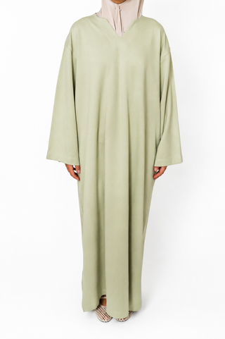 Baumwollkleid mit V-Ausschnitt | Grün