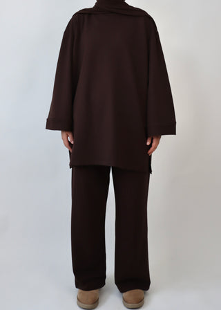 Comfy Set mit oversized Sweatshirt | Brown