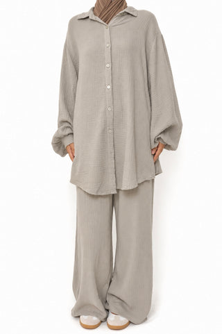 Musselin Zweiteiler | Taupe