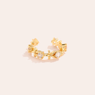 1.4cm Fine Flowers Diamond Vergoldete Ear-Cuffs