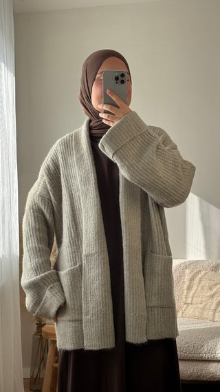 Grobstrick-Cardigan | Salbeigrün