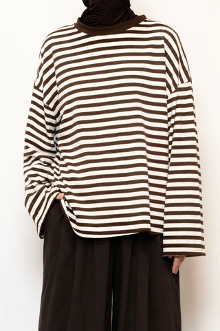 Gestreiftes Oversize Longsleeve | Kurz