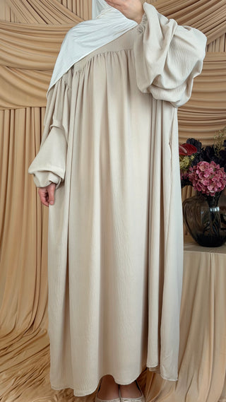Abaya mit drapierten Ballonärmeln | Beige