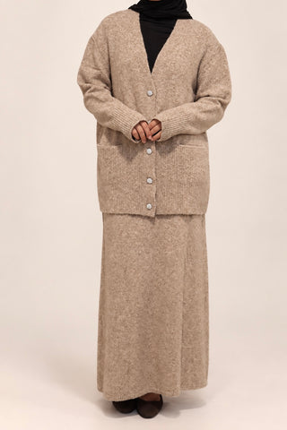 Strickset mit Cardigan & Maxirock | Beige