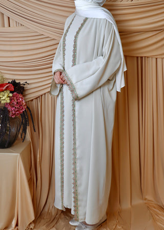 Abaya Set mit floralen Details | Beige