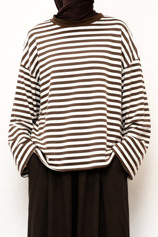 Gestreiftes Oversize Longsleeve | Kurz