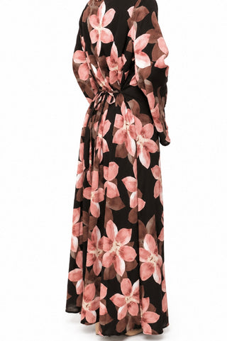 Maxikleid mit Blütenprint | Braun