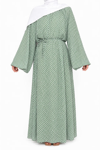Maxikleid mit Polka-Dot-Print | Grün