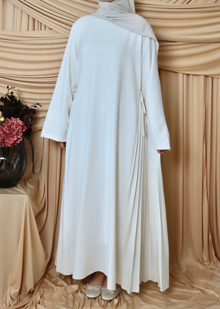 Abaya mit seitlichem Plissee | Weiß