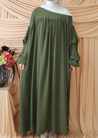Abaya mit drapierten Ballonärmeln | Grün