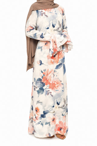 Florales Maxikleid mit Volantärmeln