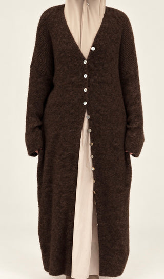 Maxi-Strickcardigan mit Knöpfen