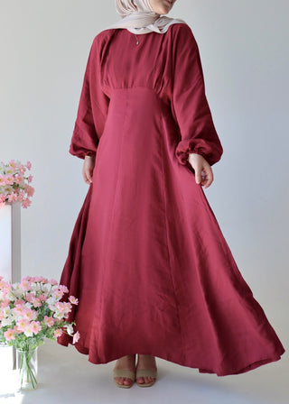 Kleid mit Ballonärmel | Bordeaux