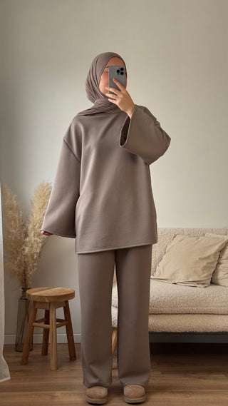 Comfy Set mit oversized Sweatshirt | Taupe