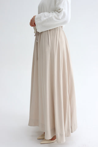 Leinenrock mit elastischem Bund in Ecru