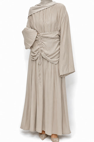 Maxikleid mit Taillenraffung | Taupe