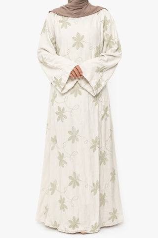 Besticktes Maxikleid | Beige