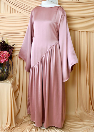 Fließendes Maxikleid mit Volant | Rosa