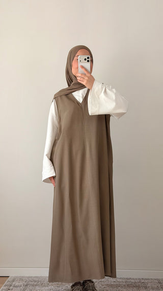 Kurzarmkleid in Mocha