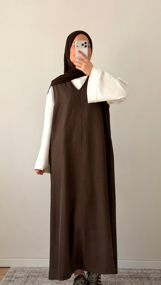 Kurzarmkleid in Braun