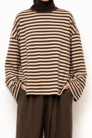 Gestreiftes Oversize Longsleeve | Kurz