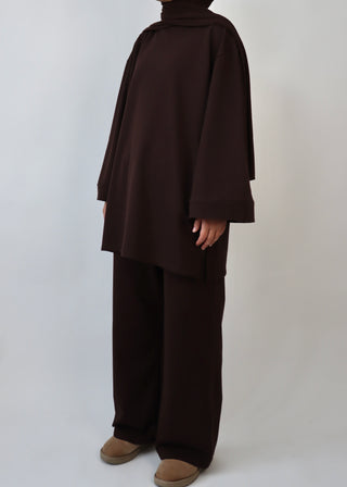 Comfy Set mit oversized Sweatshirt | Brown