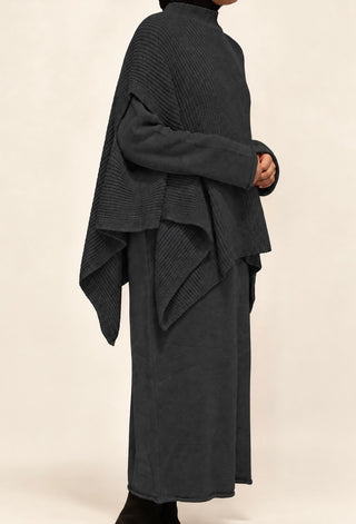 Strickkleid mit Poncho | Grau