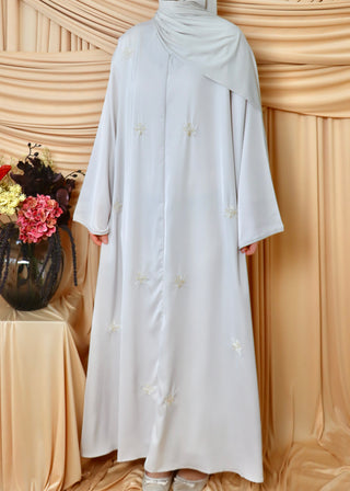 Abaya mit Perlenstickerei | Beige