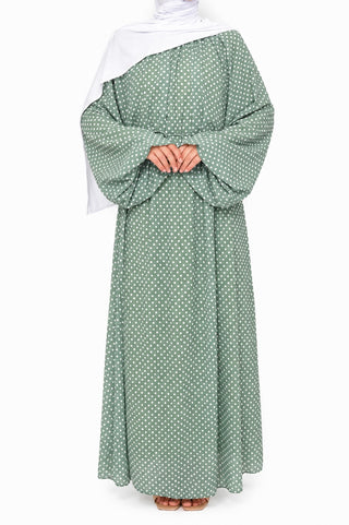 Maxikleid mit Polka-Dot-Print | Grün