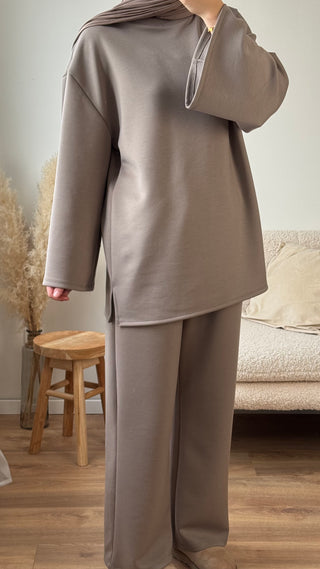 Comfy Set mit oversized Sweatshirt | Taupe