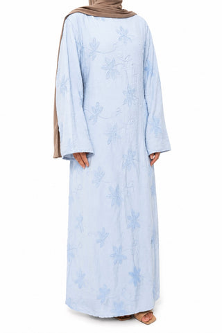 Besticktes Maxikleid | Blau